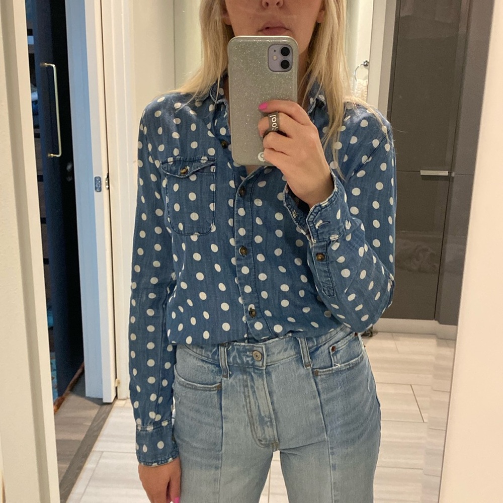 BDG Button Down Polka-dot Shirt / Size XS